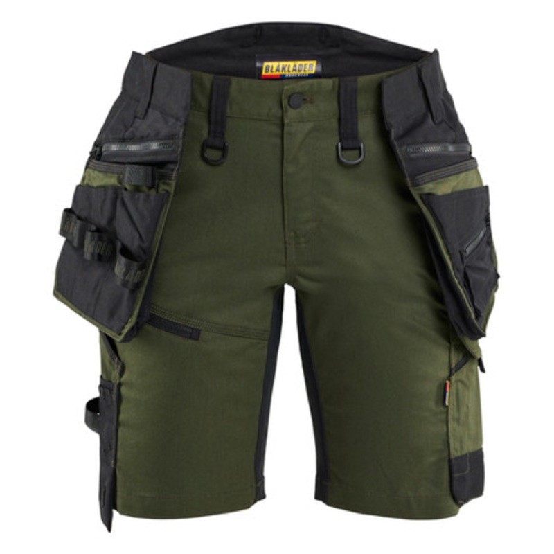 BLAKLADER Shorts | 7175 Forest Green/Black  Womens Shorts with Detachable Holster Pockets and in 2-Way Stretch