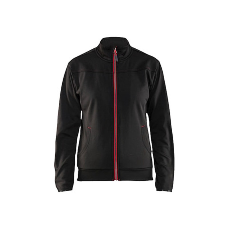 BLAKLADER Sweater Jacket | 3394 Womens Black /Red Sweater Jacket with Full Zip in Polyester