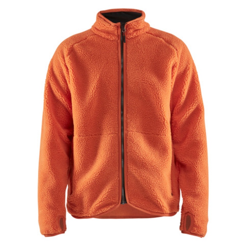 BLAKLADER Sweater Jacket | 4729 Mens Orange Fleece Sweater Jacket in Pile Lining