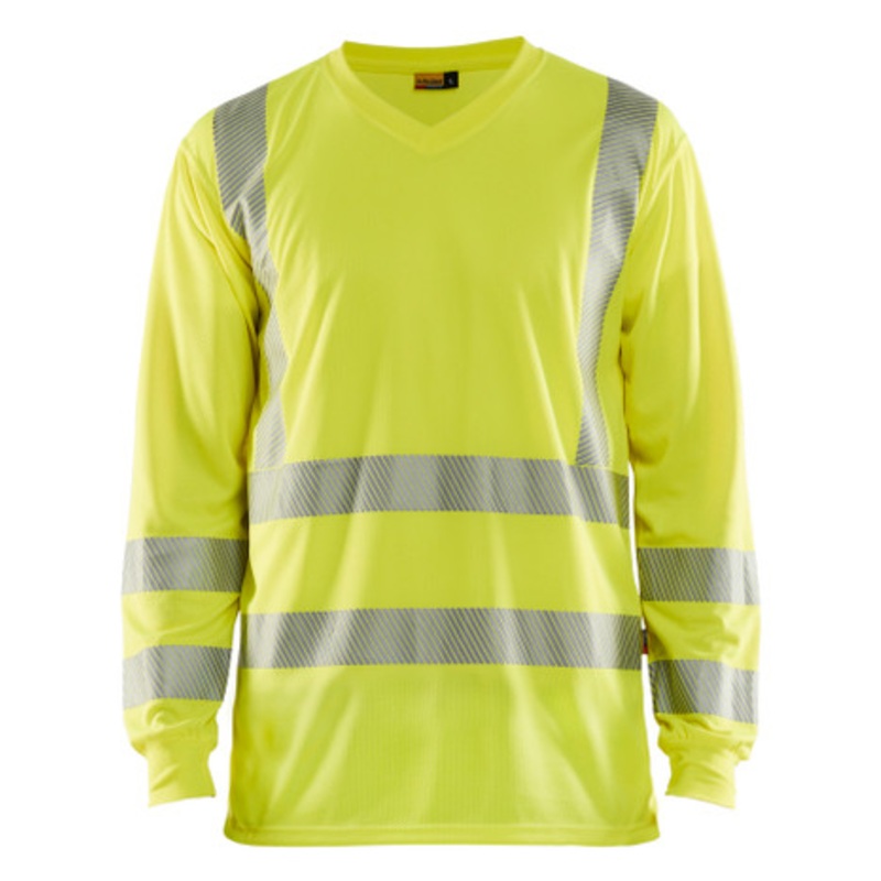 BLAKLADER T-Shirt  | 3385 High Vis Yellow UV Protection Long Sleeve T-Shirt with Reflective Tape Polyester