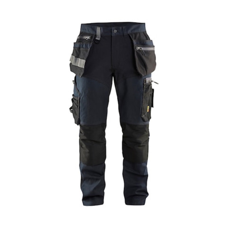 BLAKLADER Trousers | 1599  Craftsman Dark Navy Blue Trousers with Kneepad Pockets and Holster Pockets Canvas with Stretch