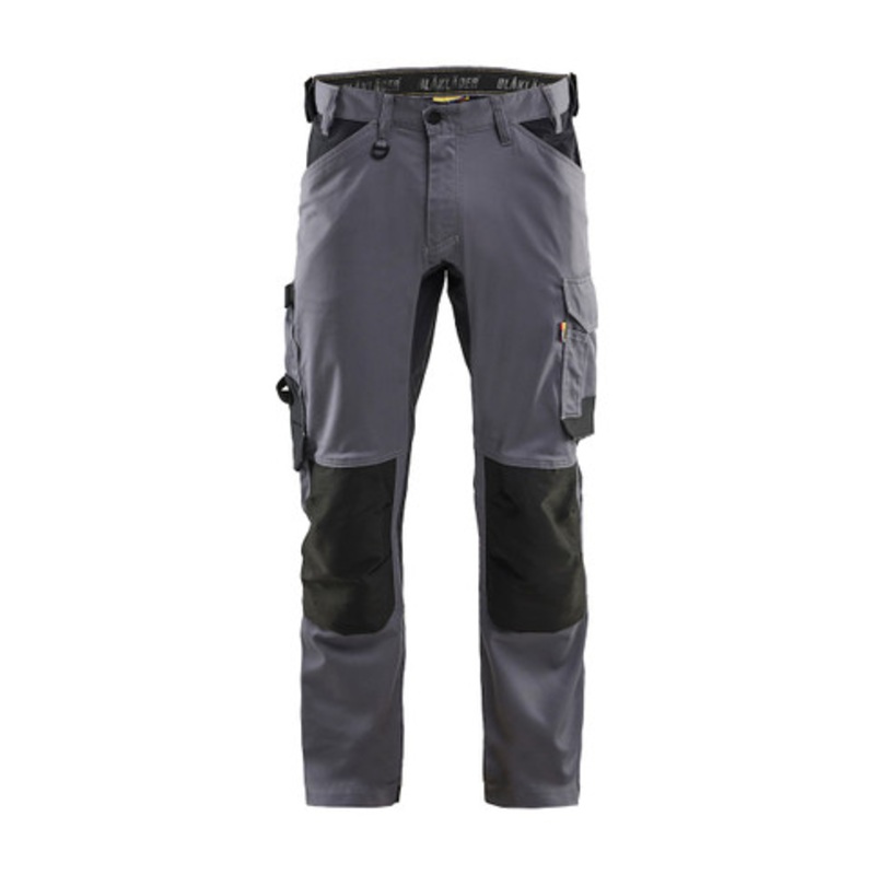 BLAKLADER Trousers | 1751 Grey Craftsman Trousers with Kneepad Pockets and in Cotton with Stretch