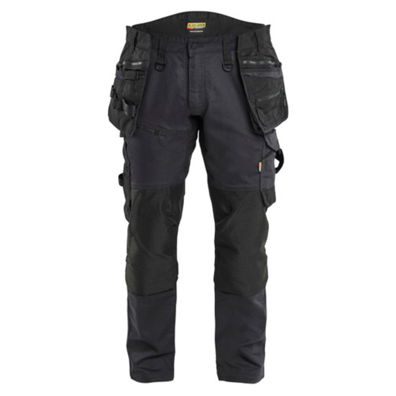 BLAKLADER Trousers | 1970 Craftsman Black Trousers with Holster Pockets and Kneepad Pockets in Cordura with Stretch