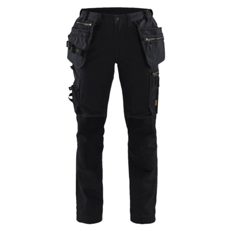 BLAKLADER Trousers | 7130 Womens Service Black Trousers with Kneepad Pockets with Holster Pockets Cotton with Stretch