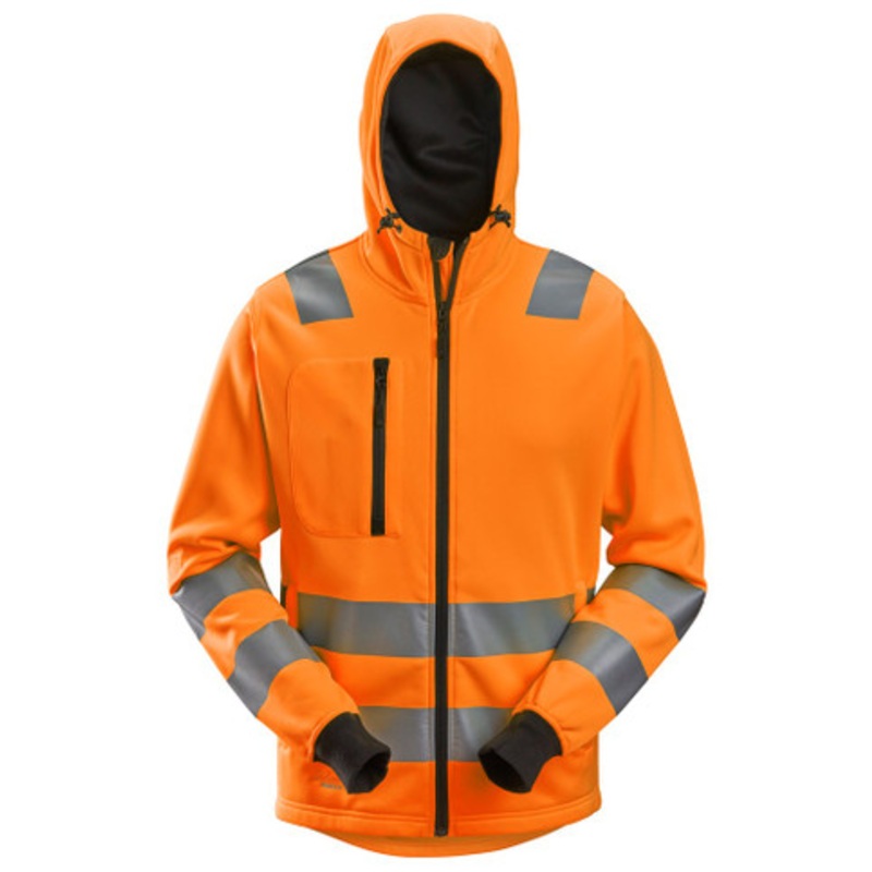 SNICKERS Hoodie Jacket | 8039 High Vis Orange Jacket Hoodie with Reflective Tape and in Polyester