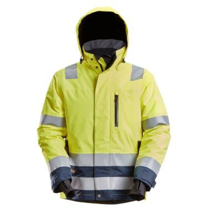 SNICKERS Jacket | 1132 High Vis Yellow / Navy Blue 37.5 Winter Insulated Jacket with Reflective Tape Polyester Waterproof