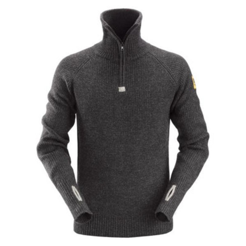 SNICKERS Sweater | 2905 Black Melange 1/4 Zip Collared Sweater in Wool