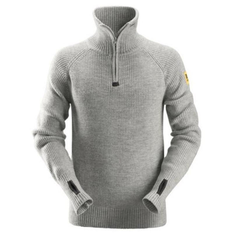 SNICKERS Sweater | 2905 Grey Melange 1/4 Zip Sweater in Wool