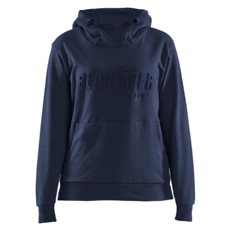 BLAKLADER Hoodie | 3560 Dark Navy Blue Womens Hoodie with Kangaroo Pocket and 3D Logo in Cotton