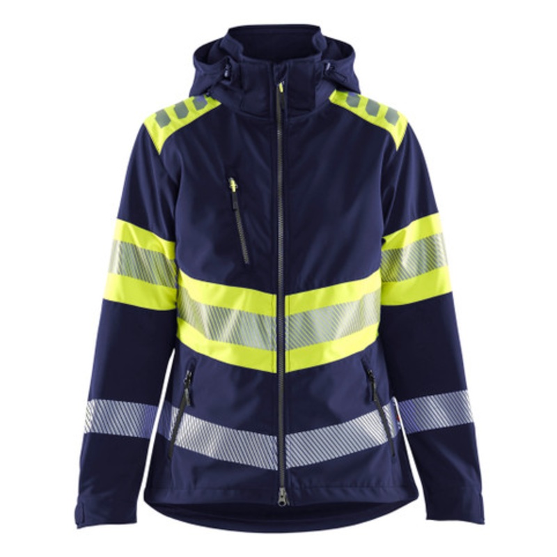 BLAKLADER Jacket | 4404 Navy Blue/High Vis Yellow Womens Jacket with Windproof and Waterproof in Softshell