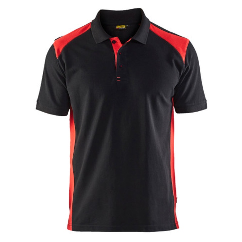 BLAKLADER Polo Shirt  | 3324 Black / Red Polo Shirt in Cotton