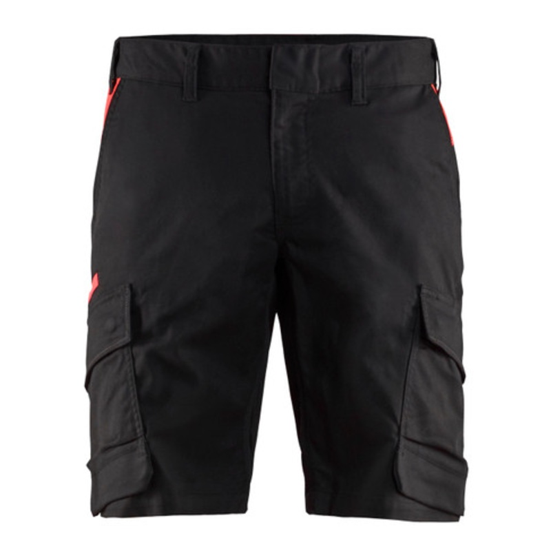 BLAKLADER Shorts | 1446 Industry Stretch Black / Red Shorts with Scratch Free 2-Way Stretch