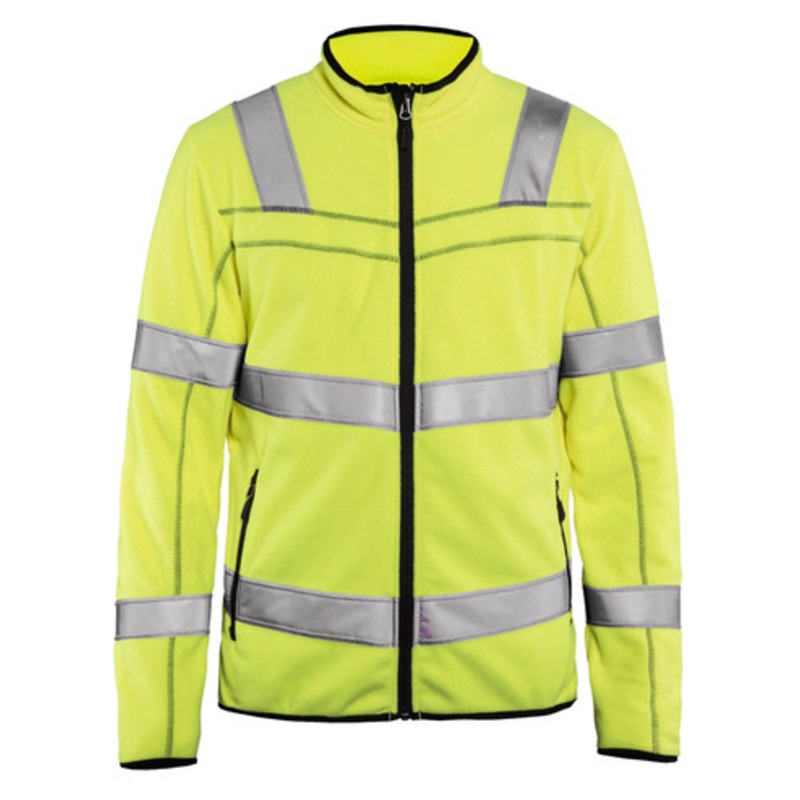 BLAKLADER Sweater Jacket | 4941 Mens High Vis Yellow Sweater Jacket with Full Zip Reflective Tape in Polyester Fleece
