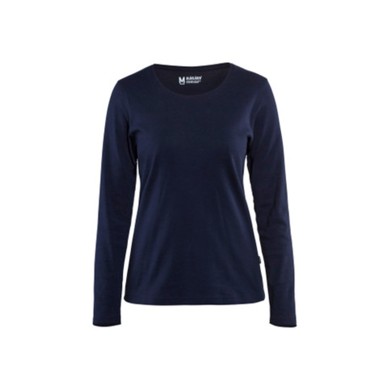 BLAKLADER T-Shirt | 3301 Navy Blue Womens Long Sleeve T-Shirt with Round Neck and in Cotton