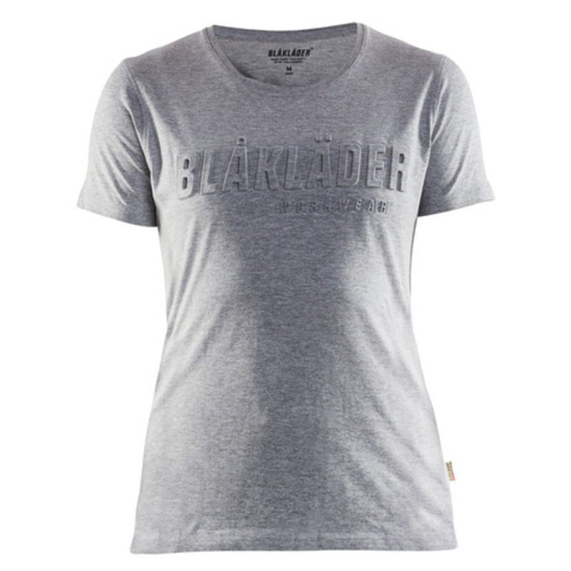 BLAKLADER T-Shirt  | 3431 Womens Grey Melange 3D Logo T-Shirt with Cotton