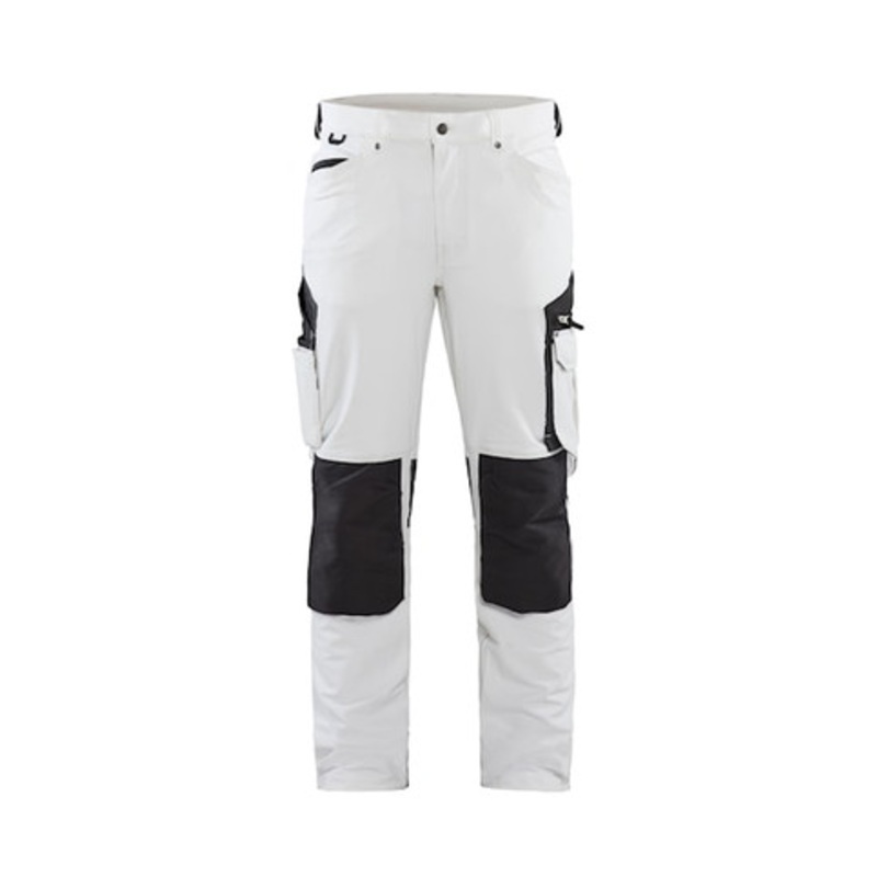 BLAKLADER Trousers | 1089  Painters White Trousers with Kneepad Pockets and 4-Way Stretch