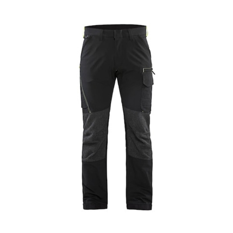 BLAKLADER Trousers | 1422 Industry Black /Yellow Trousers Scratch Free in 4-Way Stretch