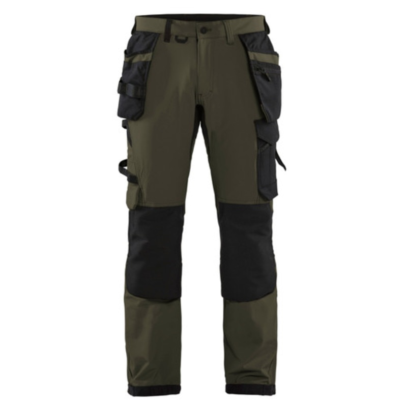 BLAKLADER Trousers | 1522 Craftsman Olive Green Trousers with Kneepad Pockets and Holster Pockets 4-Way Stretch