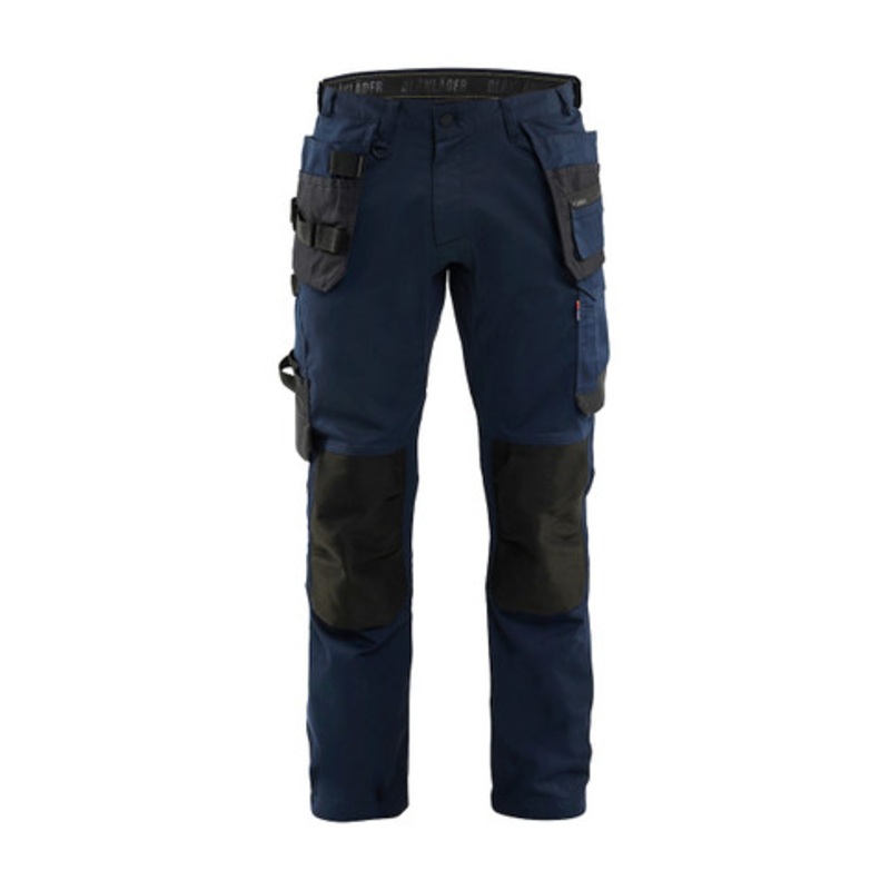 BLAKLADER Trousers | 1750 Navy Blue Craftsman Trousers with Holster Pockets and Kneepad Pockets in Cotton with Stretch
