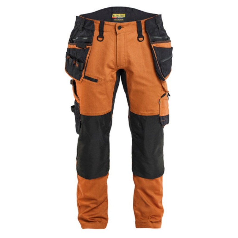 BLAKLADER Trousers | 1970 Craftsman Brown Rust Trousers with Holster Pockets and Kneepad Pockets in Cordura with Stretch