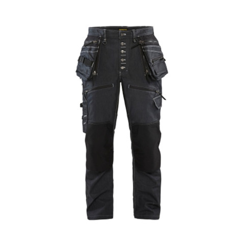 BLAKLADER Trousers | 1999 Craftsman X1900 Navy Blue Trousers with Holster Pockets in Denim with Stretch