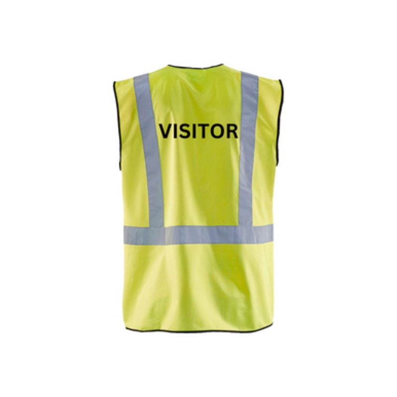 BLAKLADER Vest | 3029 High Vis Yellow Safety Vest with Reflective Tape + VISITOR Print
