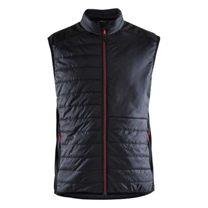 BLAKLADER Vest | 3863 Black/ Red Quilted Lined Vest with Two Way Zip