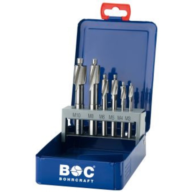 BOHRCRAFT Countersink | 1706 HSS FINE Finish Counterbore 6pc Set 3, 4, 5, 6, 8, 10mm