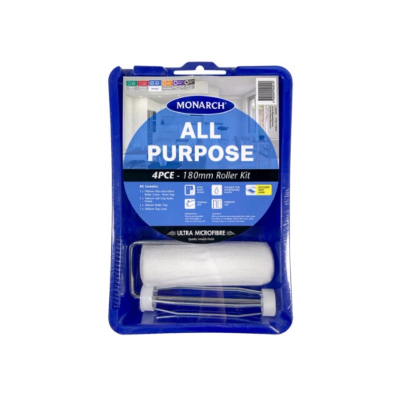 MONARCH Paint Kit | 180mm/9mm Nap All Purpose Roller Paint Kit 4 Pieces