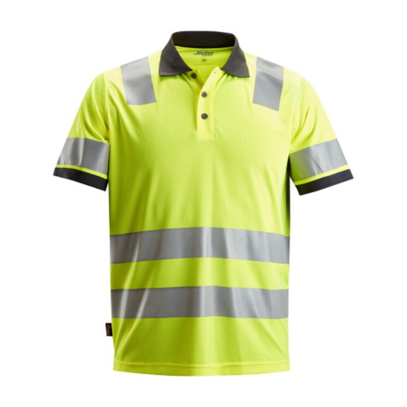 SNICKERS Polo Shirt | 2730 High Vis Yellow Polo Shirt with Reflective Tape and in Polyester