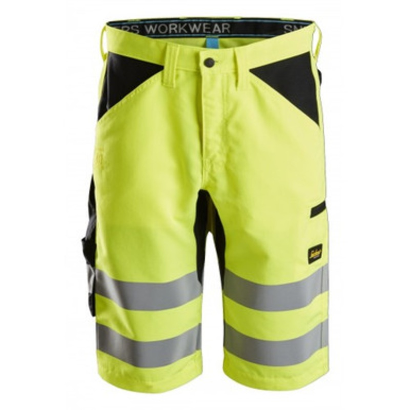 SNICKERS Shorts | 6132 Mens Hi-Vis Yellow LiteWork Shorts with reflective Tape and Cordura-SALE
