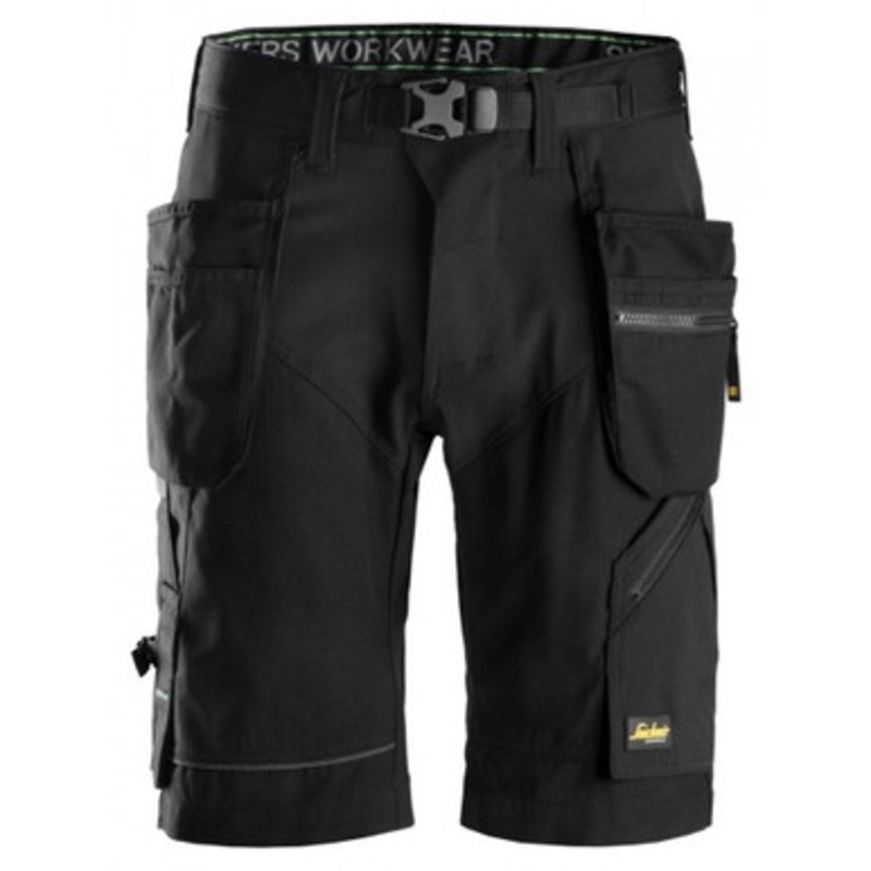 SNICKERS Shorts | 6904 Flexi Work Black Shorts with Holster Pockets Cordura with Stretch