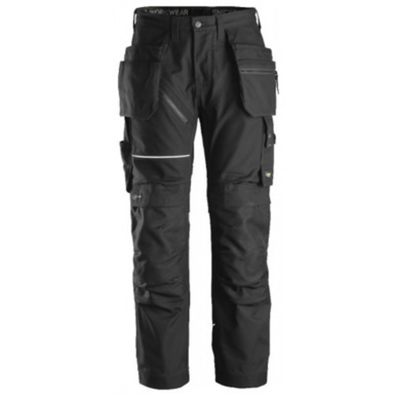 SNICKERS Trousers | 6214  Ruff Work Black Trousers with Kneepad Pockets and Holster Pockets Canvas
