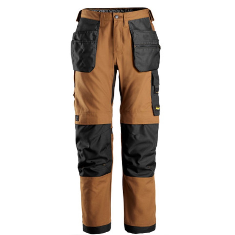 SNICKERS Trousers | 6224 Brown AllroundWork Trousers with Holster Pockets and Kneepad Pockets in Canvas