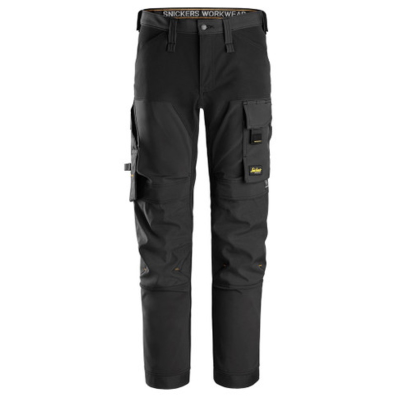 SNICKERS Trousers | 6375 Black AllroundWork Trousers with Kneepad Pockets and in 4-Way Stretch