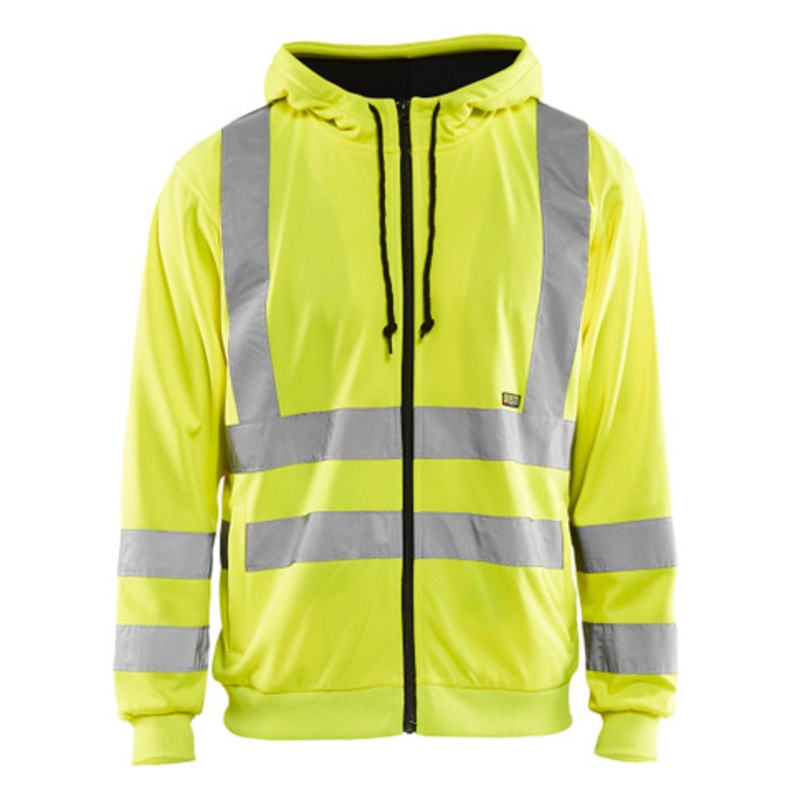 BLAKLADER Hoodie Jacket | 3346 High Vis Yellow Jacket Hoodie with Full Zip and Reflective Tape in Polyester