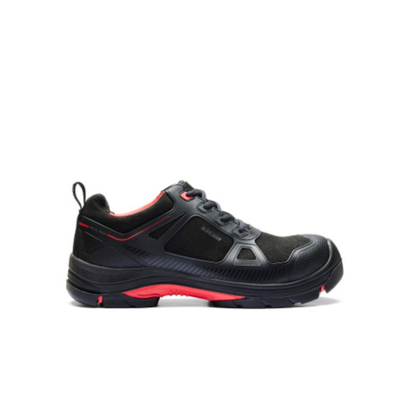 BLAKLADER Safety Shoes | 2475  GECKO Black / Red Laced Work Shoes
