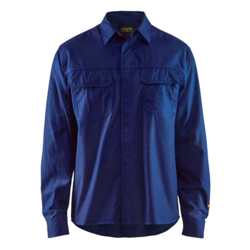 BLAKLADER Shirt  | 3227 Navy Blue Long Sleeve Welding Shirt with Anti-Flame Durable Poly/Cotton Blend