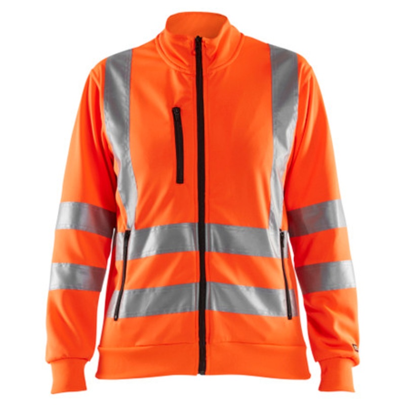 BLAKLADER Sweater Jacket | 3308 Womens High Vis Orange Full Zip Sweater Jacket with Reflective Tape Polyester
