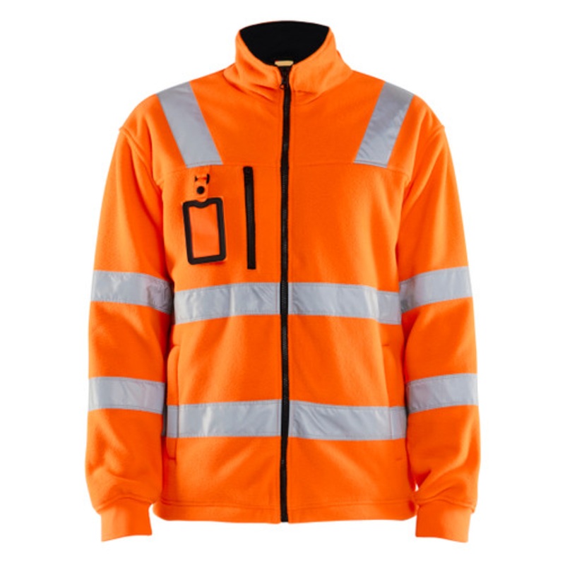 BLAKLADER Sweater Jacket | 4853 Mens High Vis Orange Full Zip Sweater Jacket in Reflective Tape Polyester Fleece
