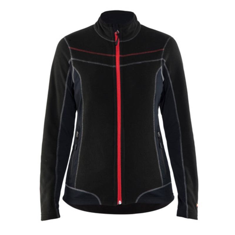 BLAKLADER Sweater Jacket | 4924 Womens Black /Red Sweater Jacket Full Zip in Polyester Fleece