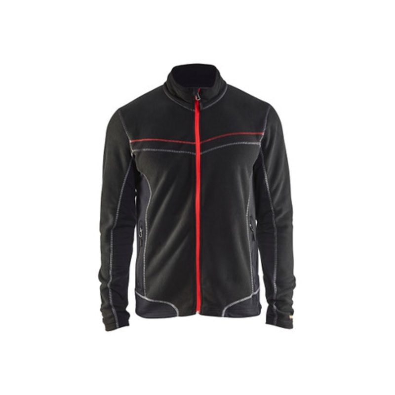 BLAKLADER Sweater Jacket | 4997  Black / Red Full Zip Sweater Jacket in Polyester Fleece