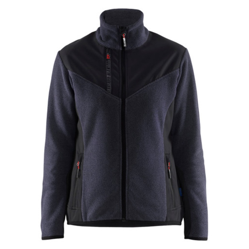 BLAKLADER Sweater Jacket | 5943 Womens Dark Navy Blue /Black Sweater Jacket Knitted with Full Zip in Polyester Fleece
