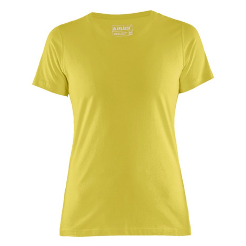 BLAKLADER T-Shirt | 3334 High Vis Yellow Womens T-Shirt with Round Neck and Classic Fit in Cotton