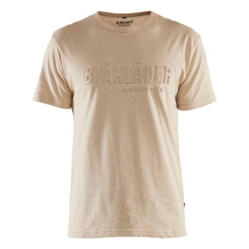 BLAKLADER T-Shirt  | 3531 Mens Beige 3D Logo T-Shirt in Cotton