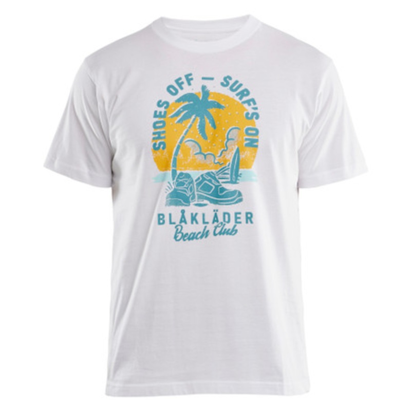 BLAKLADER T-Shirt  | 9418 Mens White BEACH CLUB T-Shirt in Cotton