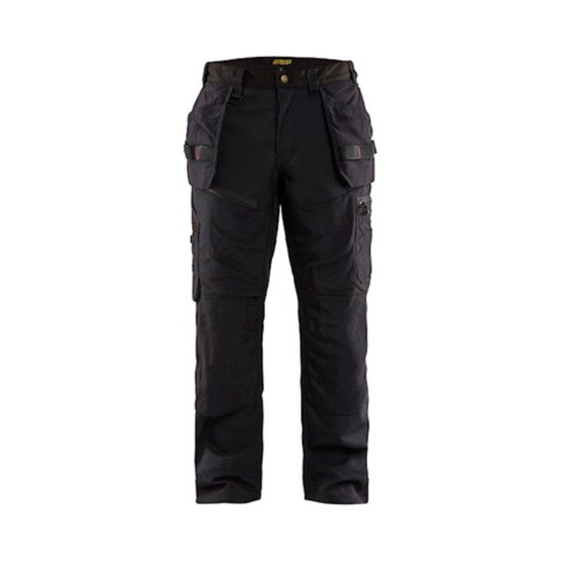 BLAKLADER Trousers | 1500 Mens Craftsman Black Trousers with Kneepad Pockets and Holster Pockets Softshell