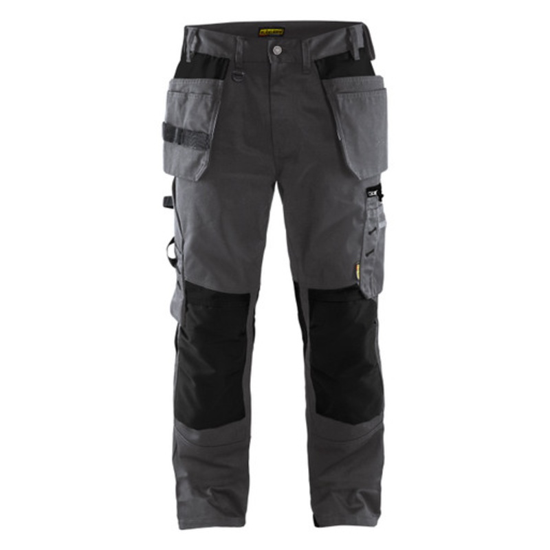 BLAKLADER Trousers | 1555  Craftsman Dark Grey / Black Trousers with Kneepad Pockets and Holster Pockets Cotton