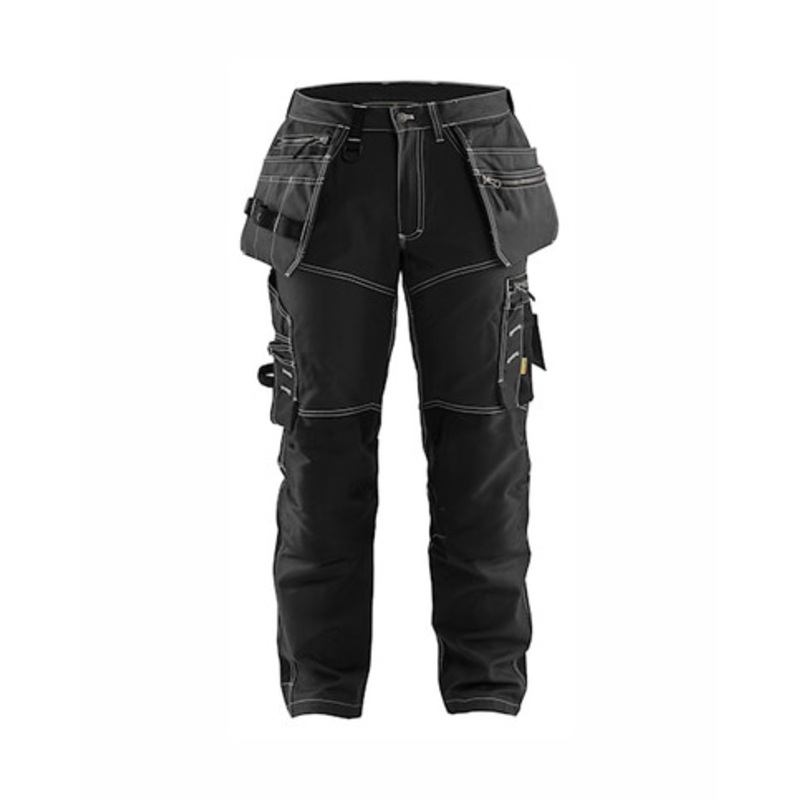 BLAKLADER Trousers | 1790 Craftsman Black / White Trousers with Kneepad Pockets and Holster Pockets Cotton with Stretch