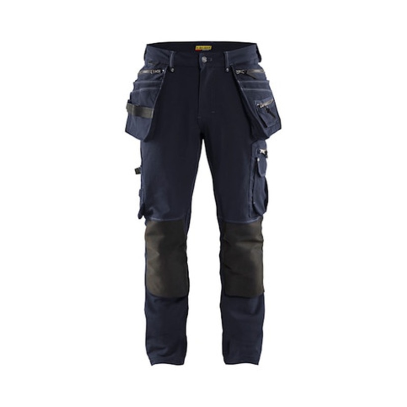 BLAKLADER Trousers | 1998 Craftsman Dark Navy Blue Trousers with Kneepad Pockets and Holster Pockets 4-Way Stretch